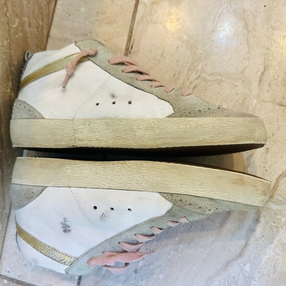 Golden Goose High-Top Sneakers - Gray and Pink with Leopard Detail - Picture 5 of 12